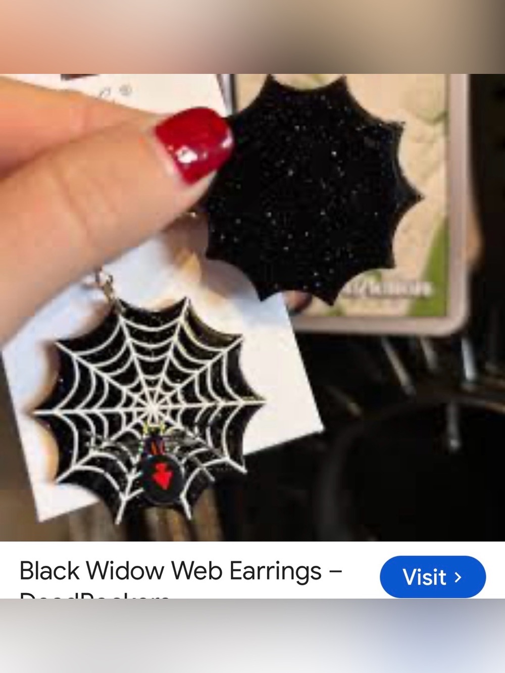 #3116* nOir Jewelry Black & Blue Spider Web Dangle Earrings W/Spider Accents - Picture 6 of 17